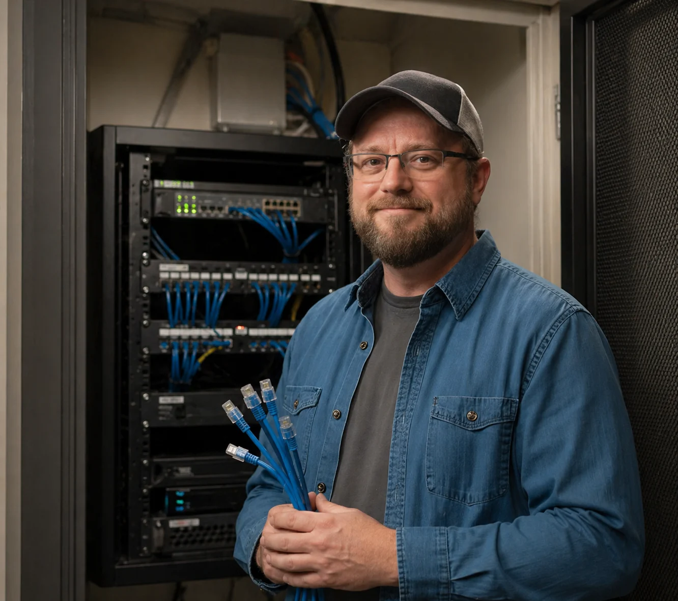 Chad Sanders in the studio