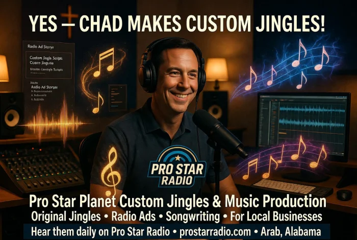 Custom jingles produced by Chad Sanders